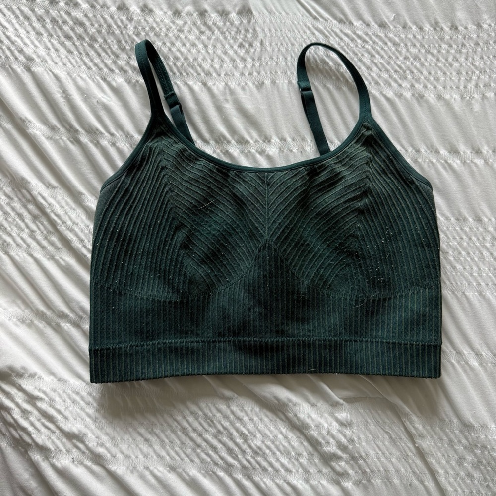 Aerie Deep Green Ribbed Sports Bra
